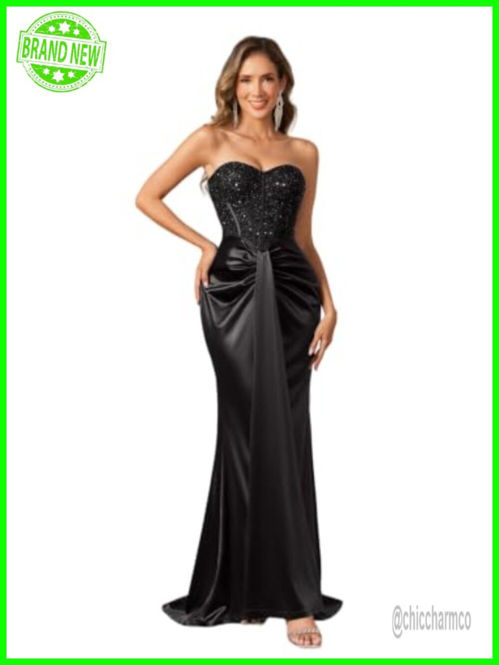 Sequin Formal Prom Dress Off Shoulder Bodycon Backless Evening Gown